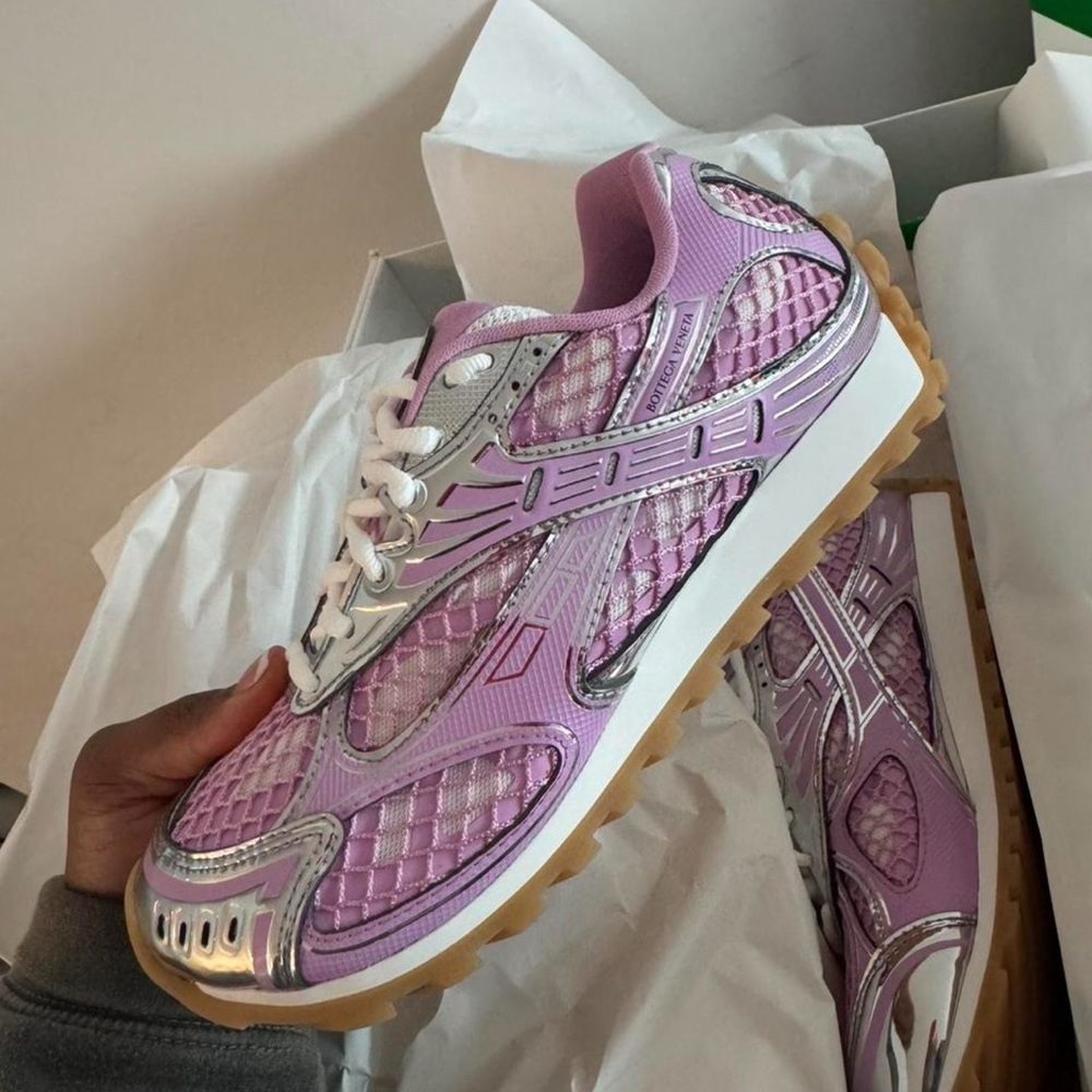 Bottega Veneta Pink and Silver Women's Sneakers